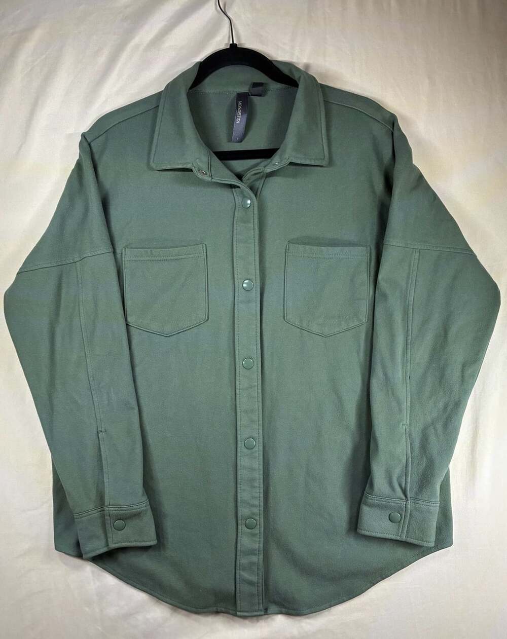 Mondetta Women's Long Sleeve Cozy Fleece Button Up Shirt Jacket Green Size L